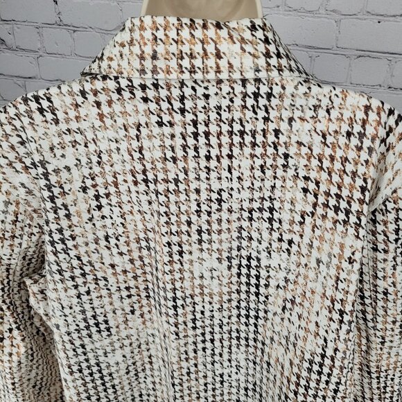 Chico's Brown Metallic Houndstooth Lightweight Full Zip Moto Jacket Size 3 US 16 - Picture 11 of 15